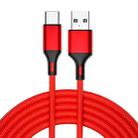 4 PCS 2.4A USB-C / Type-C to USB Braided Fast Charging Sync Data Cable, Length: 1m (Red) - 1