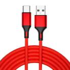 4 PCS 2.4A USB-C / Type-C to USB Braided Fast Charging Sync Data Cable, Length: 0.25m (Red) - 1