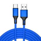 4 PCS 2.4A USB-C / Type-C to USB Braided Fast Charging Sync Data Cable, Length: 0.25m (Blue) - 1