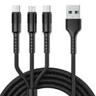 1.25m 3 In 1 USB to Dual Type-C + Micro USB Quick Charging Sync Data Cable, Output: 5A (Black) - 1