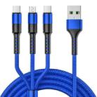 1.25m 3 In 1 USB to Dual Type-C + Micro USB Quick Charging Sync Data Cable, Output: 5A (Blue) - 1