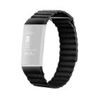 18mm Magnetic Leather Watch Band For Fitbit Charge 4 / 3, Size： L (Classic Black) - 1