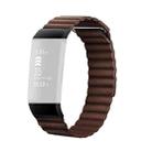 18mm Magnetic Leather Watch Band For Fitbit Charge 4 / 3, Size： L (Coffee Brown) - 1