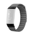 18mm Magnetic Leather Watch Band For Fitbit Charge 4 / 3, Size： L (Gray) - 1