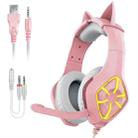 GS-1000 USB + 3.5mm RGB Wired Computer Mobile Gaming Headset, Cable Length: 2m(Pink) - 1