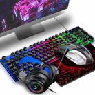 Shipadoo LD-122 4 in 1 Girly Glowing Keyboard + Mouse + Earphone + Mouse Pad Set(Black Punk) - 1