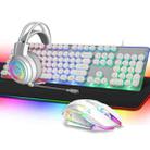 PANTSAN LD-145 4 in 1 Luminous Punk Gaming Keyboard + Mouse + Headphones + Mouse Pad Set(White) - 1