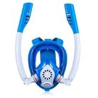 Kids Double Tube Full Dry Silicone Diving  Snorkeling Mask Swimming Glasses, Size: XS(White Blue) - 1