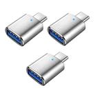 3 PCS USB 3.0 Female to USB-C / Type-C Male OTG Adapter with Indicator Light(Silver) - 1