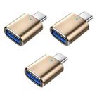 3 PCS USB 3.0 Female to USB-C / Type-C Male OTG Adapter with Indicator Light(Gold) - 1