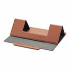 Laptop Leather Folding Stand Tablet Phone Holder(Brown) - 1