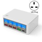 618 QC3.0 + PD20W + 3 x USB Ports Charger with Smart LCD Display, UK Plug (White) - 1