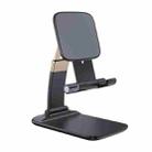 Mobile Phone Tablet Desktop Stand Gravity Retractable Adjustable Bracket, Color: Zinc Alloy Black - 1