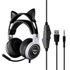 Soyto SY-G25 Cat Ear Glowing Gaming Computer Headset, Cable Length: 2m(Silver Black) - 1