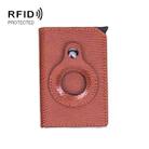 Lizard Pattern RFID Anti-Theft Card Holder With Tracker Hole For Airtag(Brown) - 1