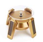 High-Footed UFO Solar 9cm 360 Rotating Display Stand Props Turntable(Gold Blue Light) - 1
