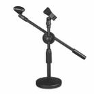 LKT-300 30-65cm Full Metal Disc Base Dual Microphone Stand,Size: 160mm Base - 1