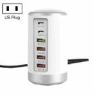 4 X USB + 2 X Type-C 65W Cylinder Multifunction Charger, US Plug(White) - 1