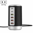 4 X USB + 2 X Type-C 65W Cylinder Multifunction Charger, US Plug(Black) - 1