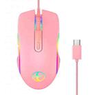 E32  7 Keys 3200 DPI Pink Girls RGB Glowing Wired Mouse Gaming Mouse, Interface: Type-C - 1