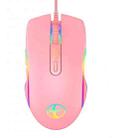 E32  7 Keys 3200 DPI Pink Girls RGB Glowing Wired Mouse Gaming Mouse, Interface:  USB - 1