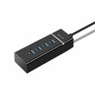 4 X USB 2.0 Ports HUB Converter, Cable Length: 15cm,Style： With Light Bar Black - 1