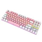 XUNFOX K80 87 Keys Wired Gaming Mechanical Illuminated Keyboard, Cable Length:1.5m(Pink White) - 1