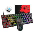 FREEDOM-WOLF T60 62 Keys RGB Gaming Mechanical Keyboard Mouse Set, Cable Length:1.6m(Black Green Shaft) - 1