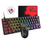 FREEDOM-WOLF T60 62 Keys RGB Gaming Mechanical Keyboard Mouse Set, Cable Length:1.6m(Black Red Shaft) - 1