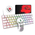 FREEDOM-WOLF T60 62 Keys RGB Gaming Mechanical Keyboard Mouse Set, Cable Length:1.6m(White Red Shaft) - 1