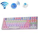 Technology 87-key Wireless Wired Bluetooth Three-mode Gaming Mechanical Keyboard(White Pink Rainbow Light Green Shaft) - 1