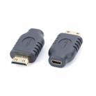 2 PCS Mini Micro HDMI Adapter C Male To D Female(Black) - 1