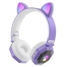 LS020 Glowing Folding Cat Ears Wireless Bluetooth Sports Headset(Light Purple) - 1