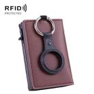 RFID Keychain Tracker Cover Locator Card Holder Wallet for AirTag(Brown) - 1