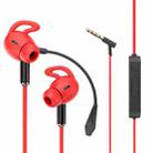 3.5mm Interface Mobile Phone Wire Control Headphones(Red) - 1