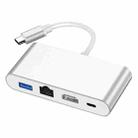 4 In 1 Type-C To HDMI + PD + USB + RJ45 Docking Station(Silver) - 1