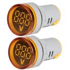 2 PCS DC Voltage Signal Indicator 22mm Round 6-100V Universal Voltmeter(ST16VD-05 Yellow) - 1