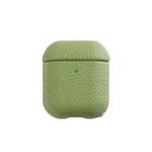 All-Inclusive Style Lychee Grain Cowhide Earphone Case For AirPods 1/2(Avocado Green) - 1