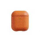 All-Inclusive Style Lychee Grain Cowhide Earphone Case For AirPods 1/2(Vitality Orange) - 1