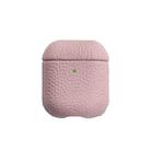 All-Inclusive Style Lychee Grain Cowhide Earphone Case For AirPods 1/2(Light Pink) - 1