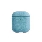 All-Inclusive Style Lychee Grain Cowhide Earphone Case For AirPods 1/2(North Blue) - 1