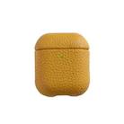 All-Inclusive Style Lychee Grain Cowhide Earphone Case For AirPods 1/2(Yellow)) - 1