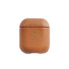 All-Inclusive Style Lychee Grain Cowhide Earphone Case For AirPods 1/2(Golden Brown) - 1