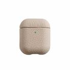 All-Inclusive Style Lychee Grain Cowhide Earphone Case For AirPods 1/2(Milkshake White) - 1