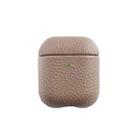 All-Inclusive Style Lychee Grain Cowhide Earphone Case For AirPods 1/2(Elephant Gray) - 1