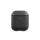 All-Inclusive Style Lychee Grain Cowhide Earphone Case For AirPods 1/2(Black) - 1