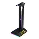 Dual USB RGB Color Changing Gaming Headset Stand(Black) - 2