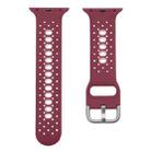 2 PCS Two Color Silicone Porous Watch Bands For Apple Watch, Specification: 42/44mm S(Rose Red+Pink) - 1