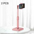 2 PCS Desktop Mobile Phone Live Broadcast Bracket Online Class Telescopic Floor Stand(Cherry Blossom Pink) - 1