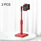 2 PCS Desktop Mobile Phone Live Broadcast Bracket Online Class Telescopic Floor Stand(Lucky Red) - 1